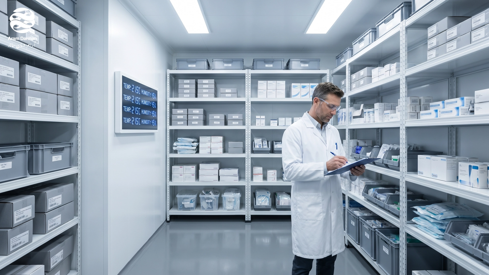 Temperature-controlled medical device storage room with environmental monitoring — GDP compliance