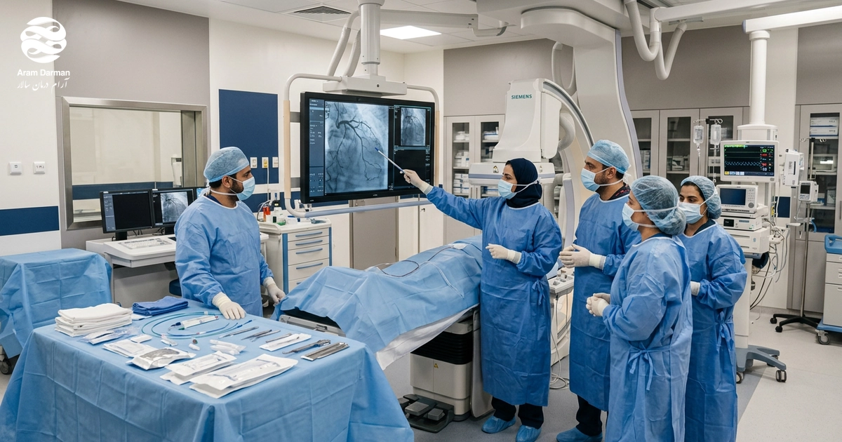 Healthcare p
rofessionals
attending a
cardiovascul
ar medical
education
session in a
modern
clinical
setting